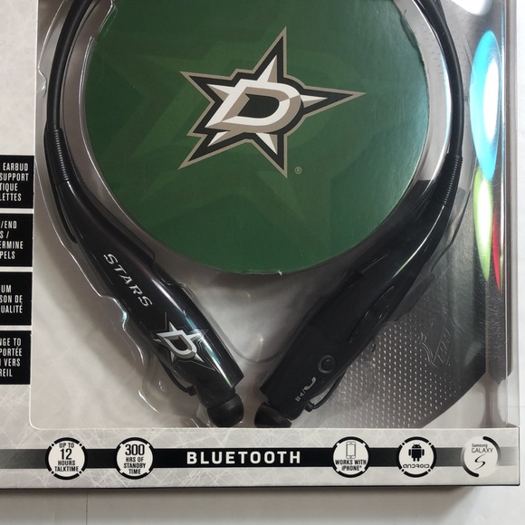 NHL Dallas Stars Bluetooth Wireless Neckband Headset Stereo Built-in Microphone - Picture 4 of 9